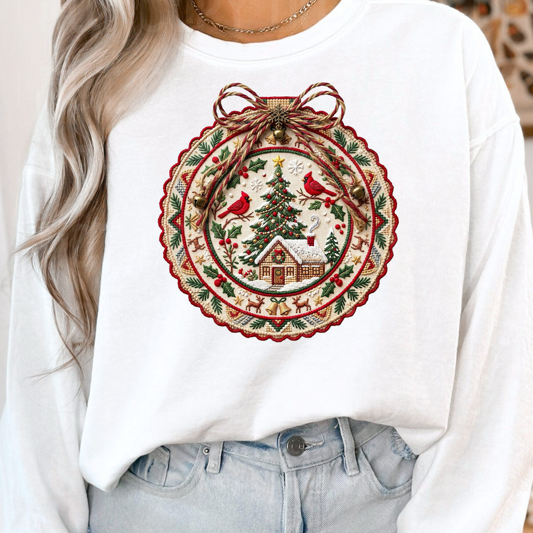 Needlepoint Christmas Ornament DTF Print