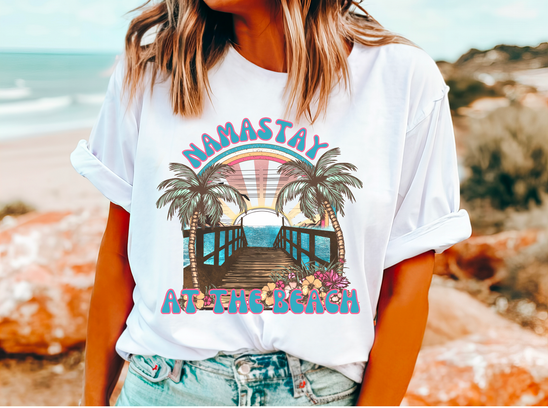 Namaste At The Beach Turquoise Blue DTF Print