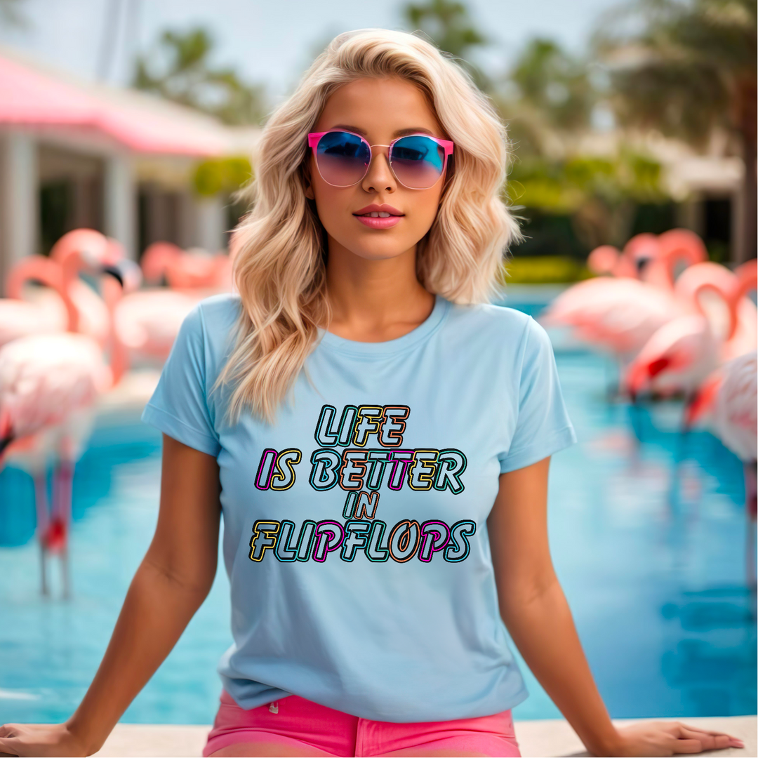 Life Is Better In Flip Flops Outline DTF Print