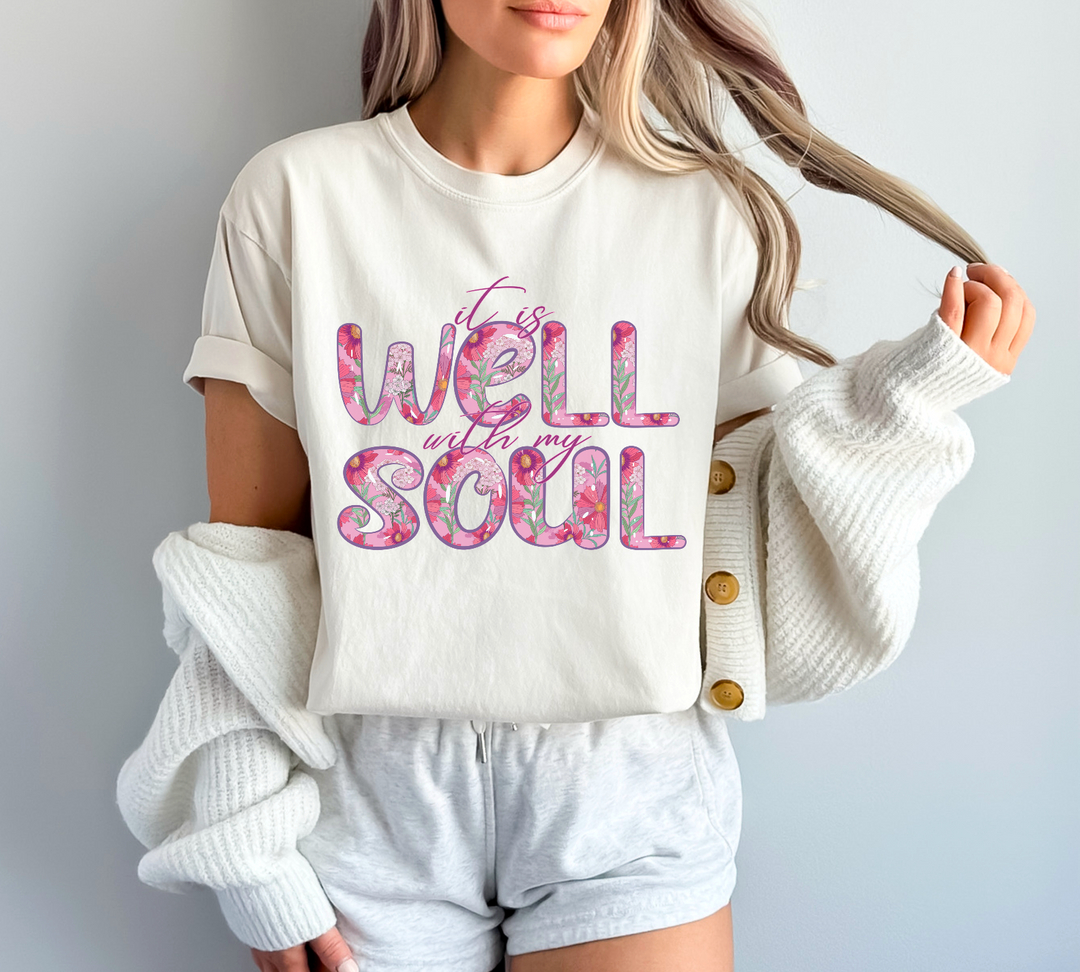 It Is Well With My Soul Vintage Flowers DTF Print