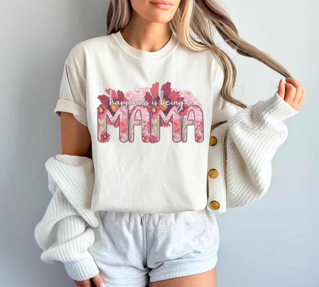 Happiness Is Being A Mama Vintage Flowers DTF Print