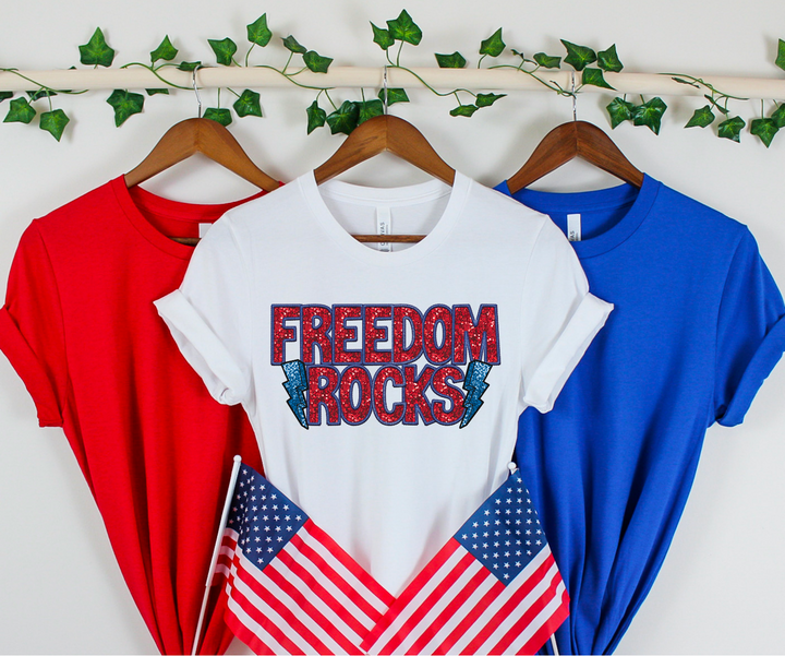 Freedom Rocks Faux Glitter DTF Print