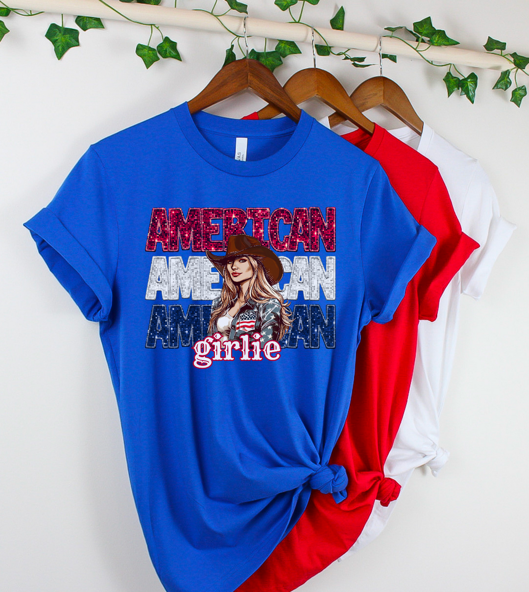 American Girlie Faux Glitter DTF Print