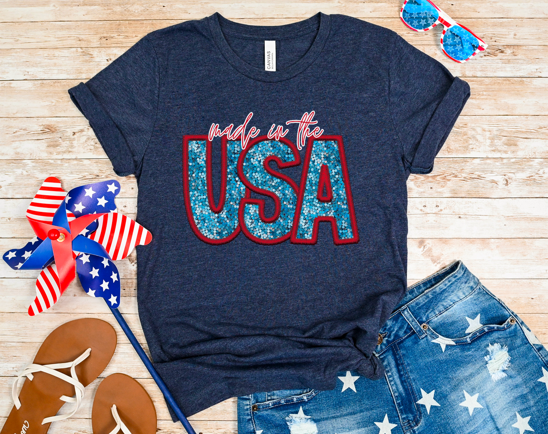 Made In The USA Mixed Font Faux Glitter DTF Print