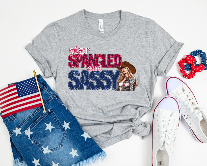 Star Spangled and Sassy Faux Glitter DTF Print