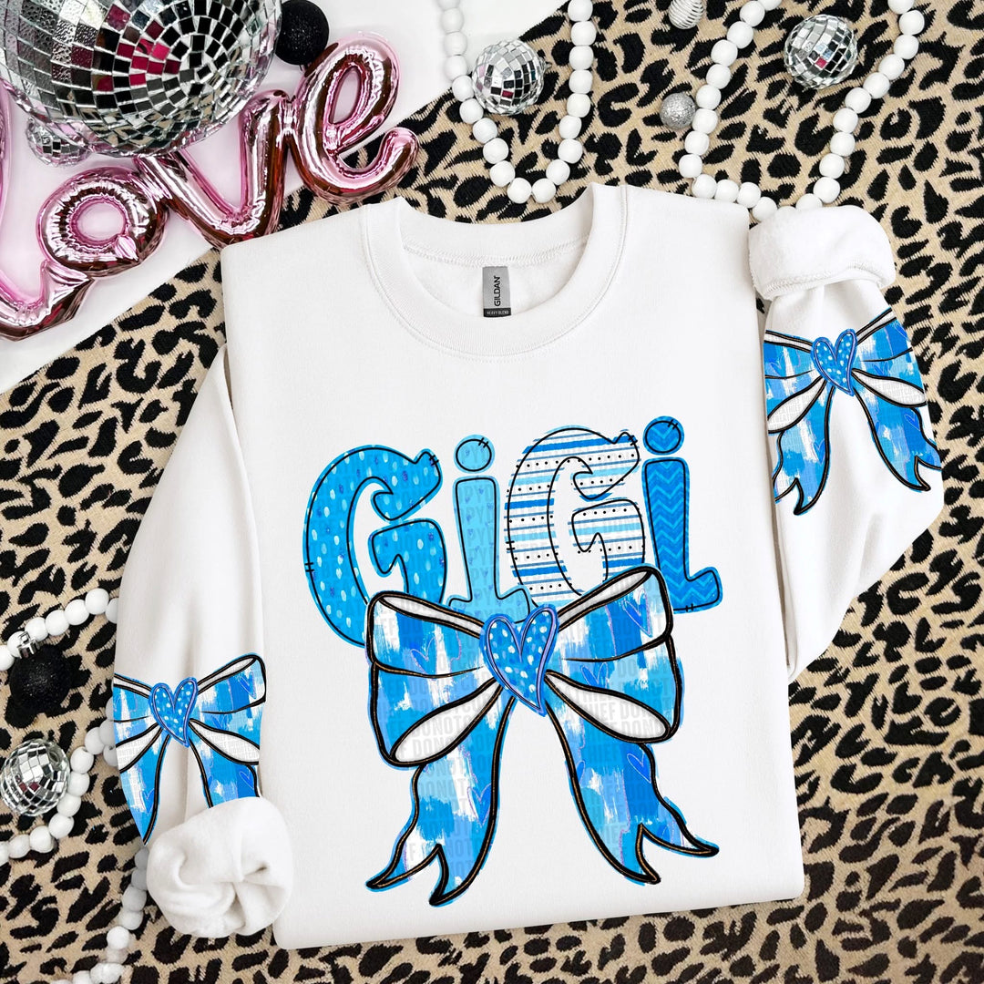 Blue Bow Names SLEEVE DTF Print