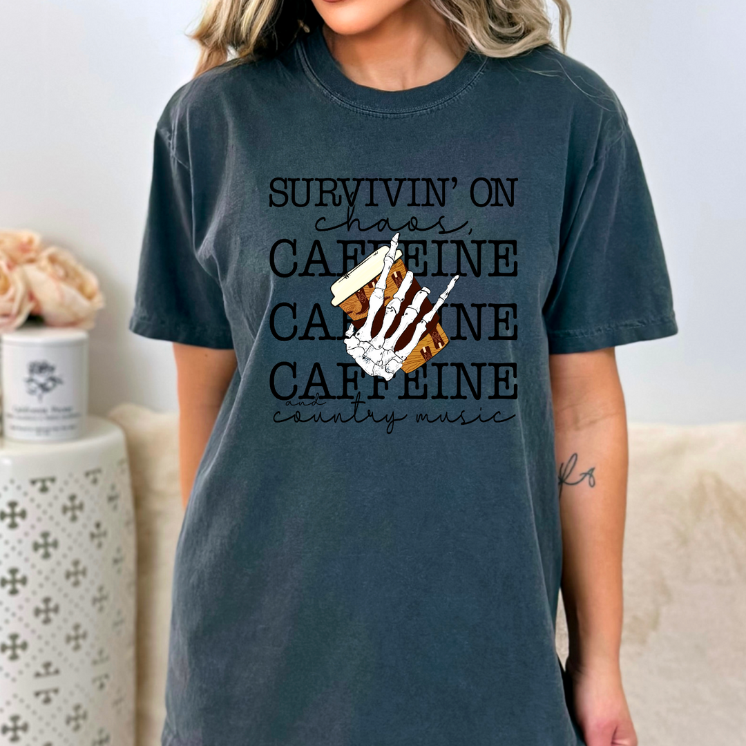 Survivin on Caffeine and Country Music DTF Print