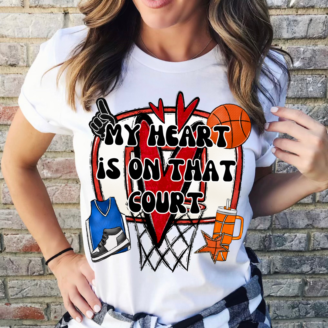 My Heart Is On That Court Basketball DTF Print