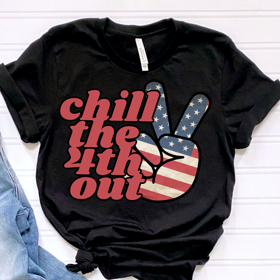 Chill The 4th Out Peace Hand DTF Print