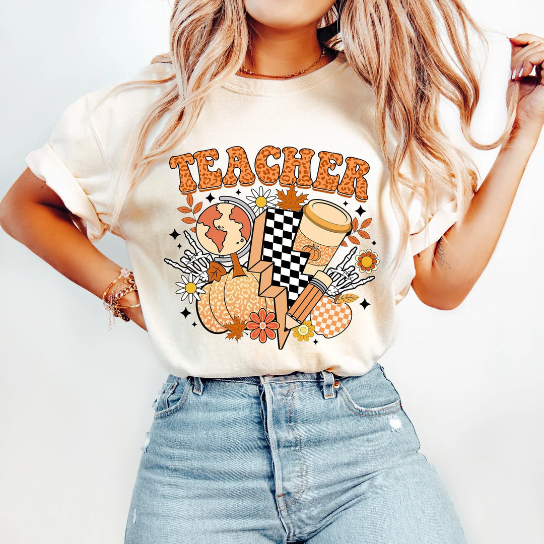 Fall Groovy Teacher DTF Print