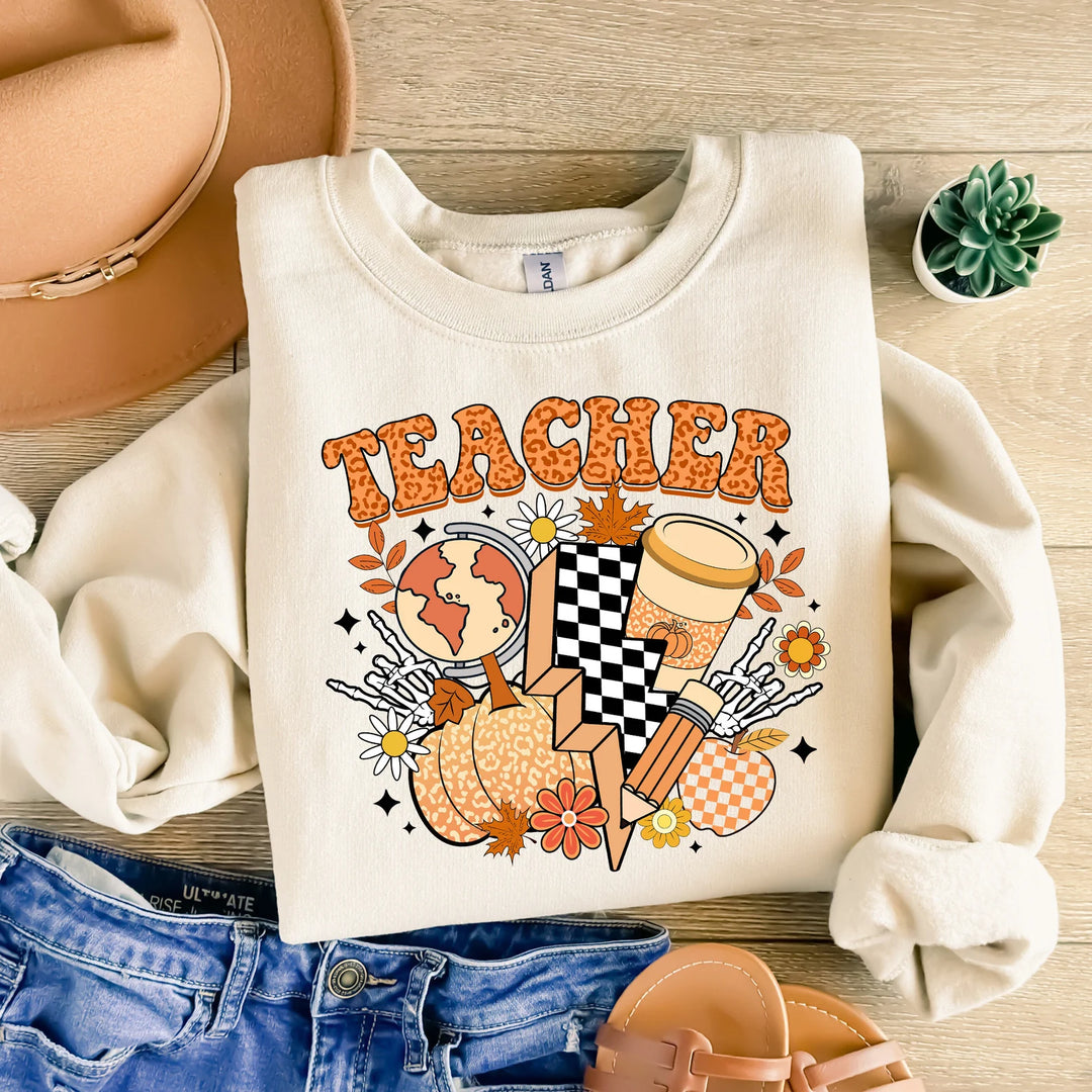 Fall Groovy Teacher DTF Print