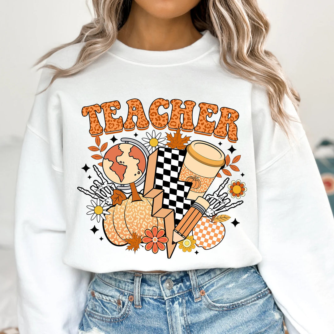 Fall Groovy Teacher DTF Print