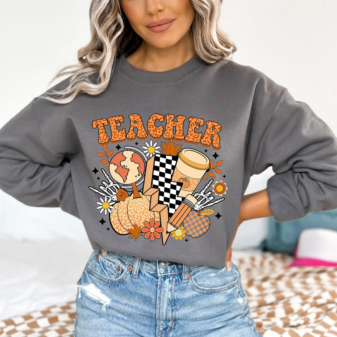 Fall Groovy Teacher DTF Print