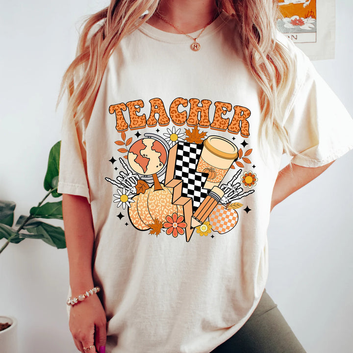 Fall Groovy Teacher DTF Print