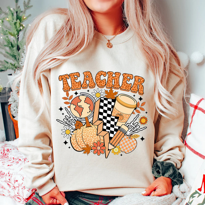 Fall Groovy Teacher DTF Print