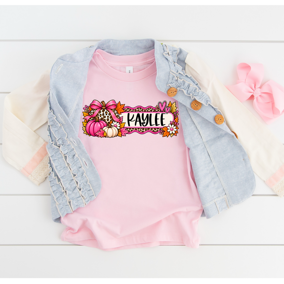 Girly Pumpkin Name Plate Custom DTF Print
