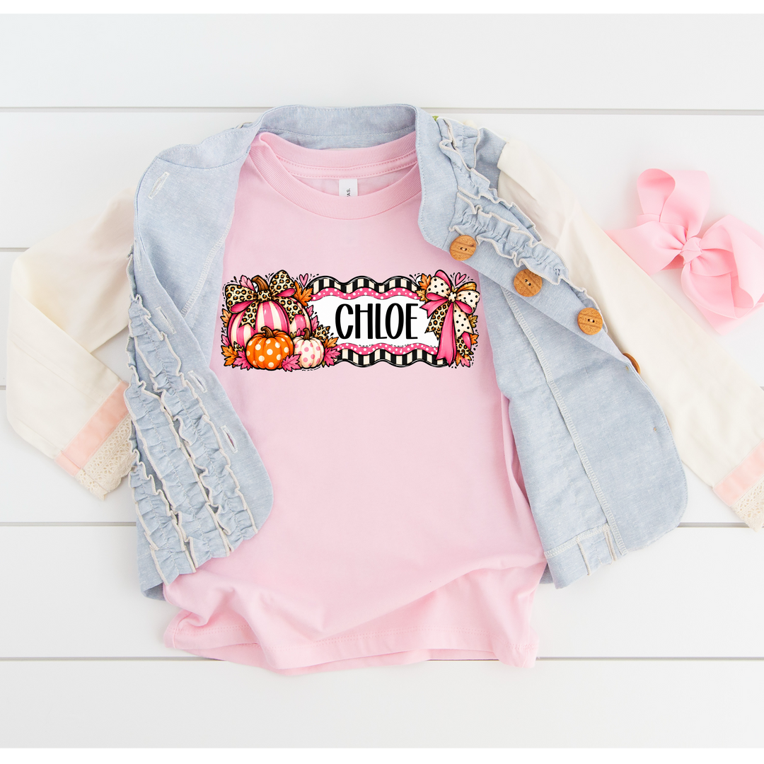 Fall Pumpkin Bow Name Plate Custom DTF Print
