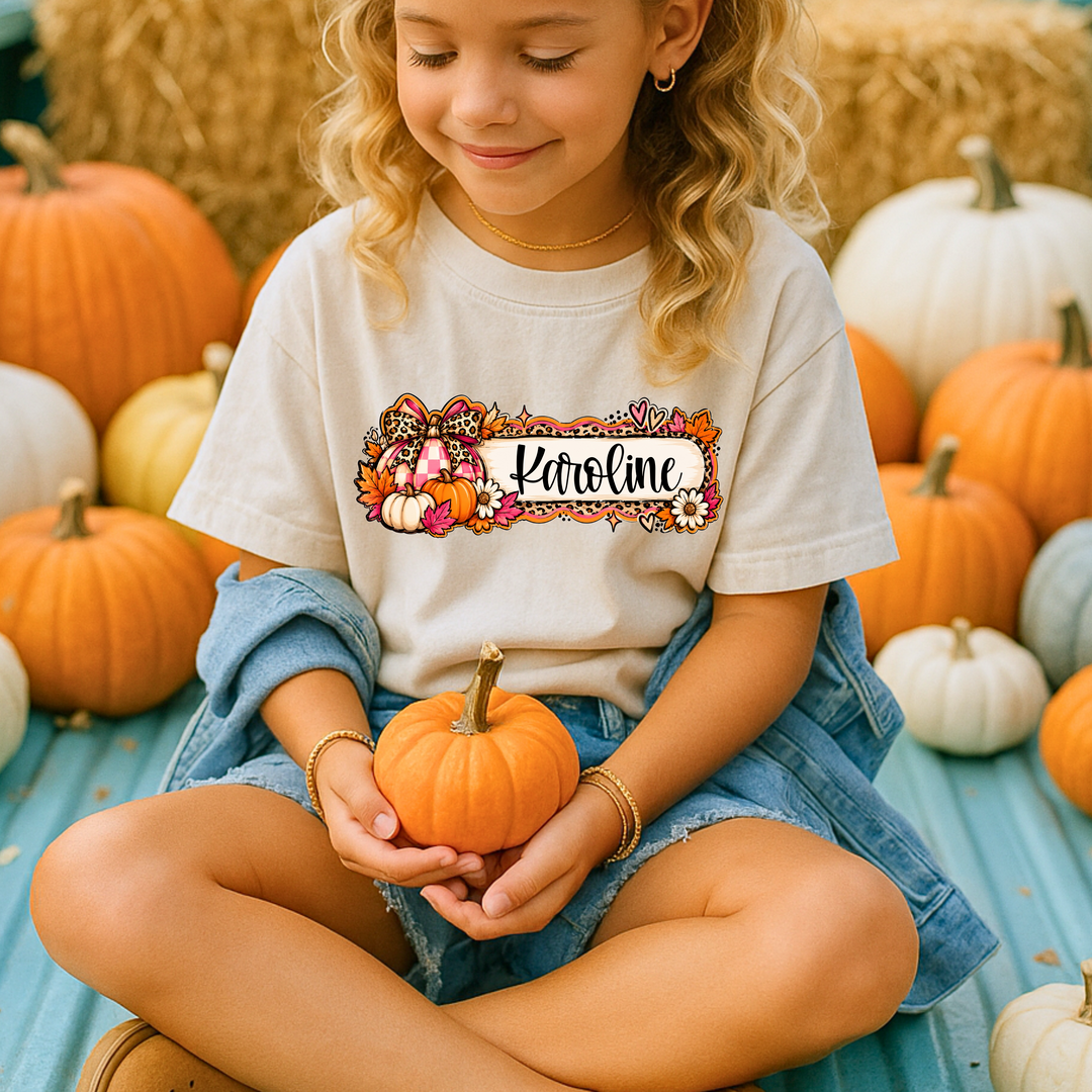 Trendy Autumn Pumpkin Name Plate Custom DTF Print
