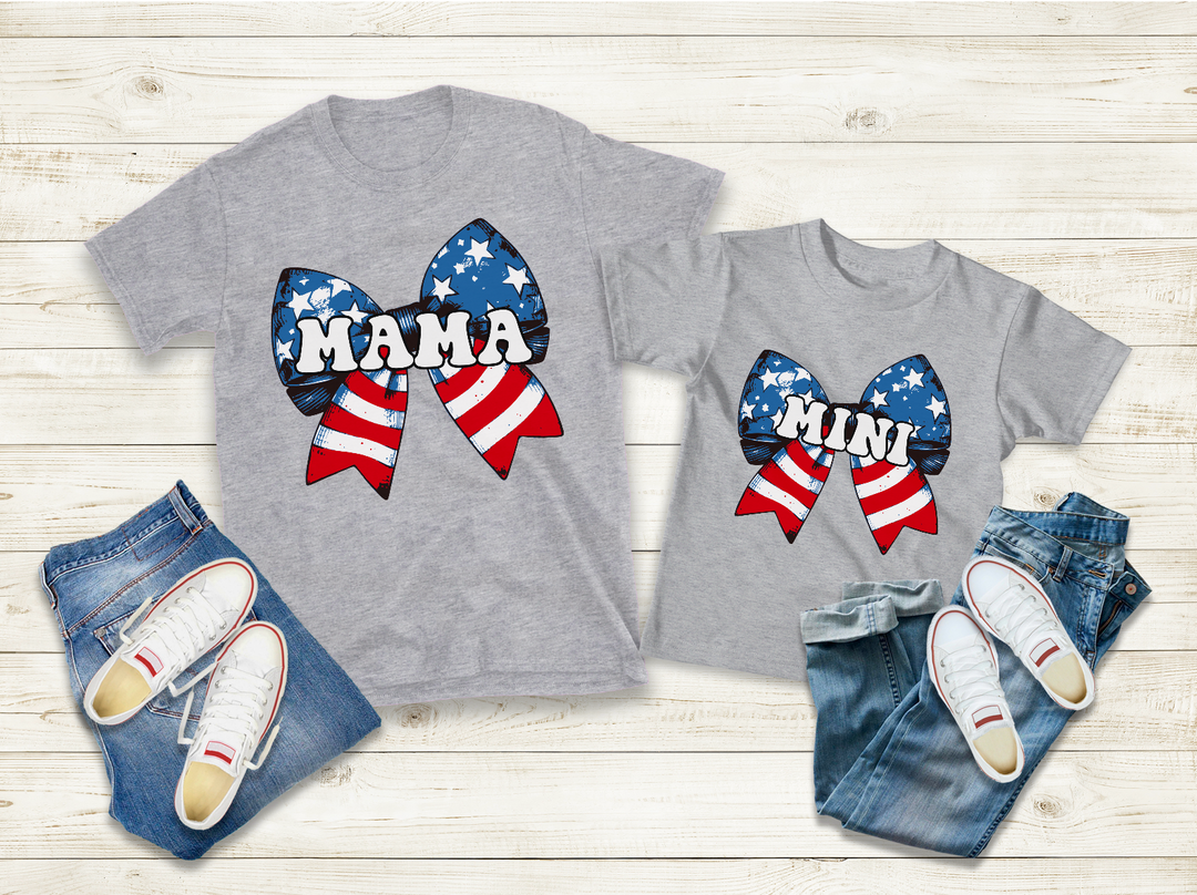 Patriotic Bow Mama and Mini Set DTF Print