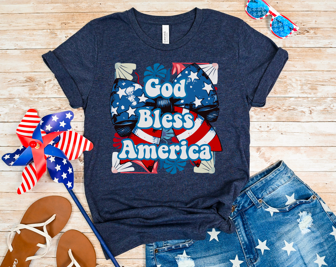 God Bless America Patriotic Bow DTF Print