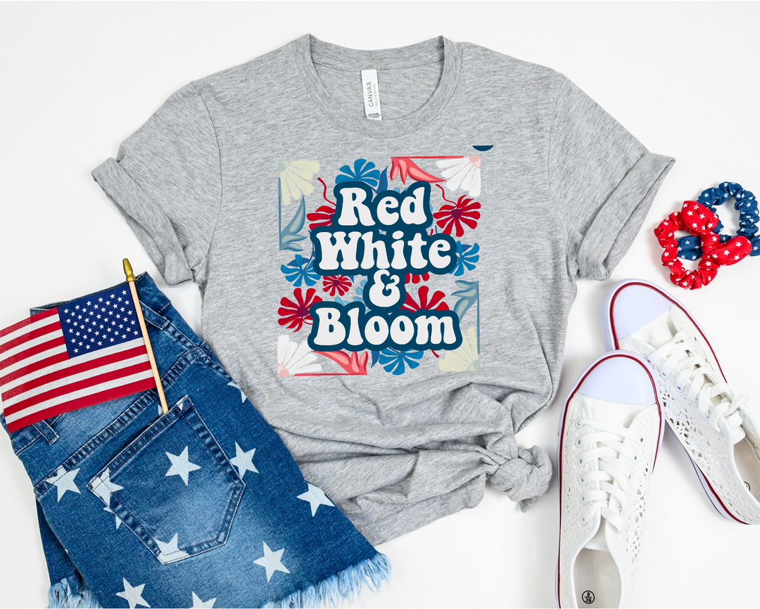 Patriotic Floral Red White and Bloom DTF Print