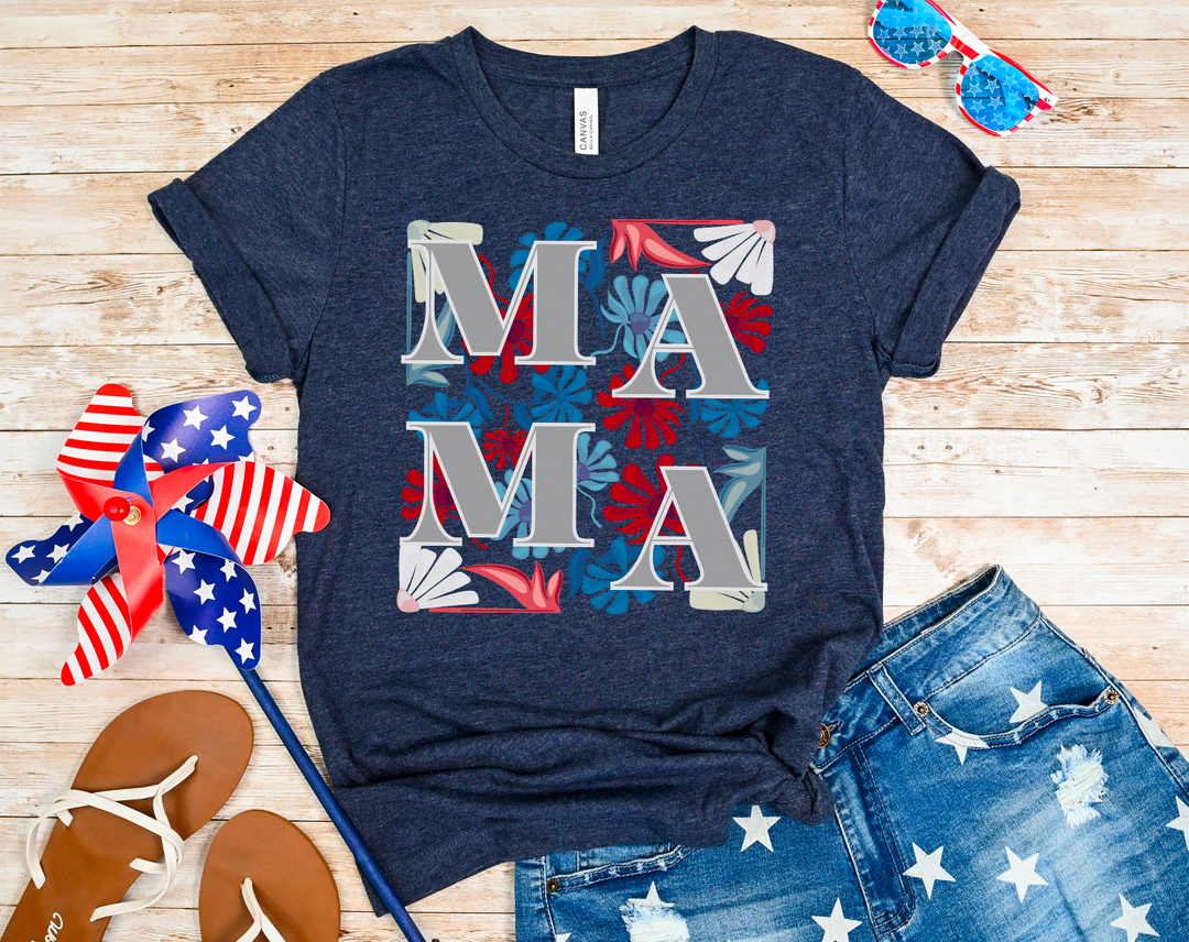 Patriotic Floral Mama DTF Print