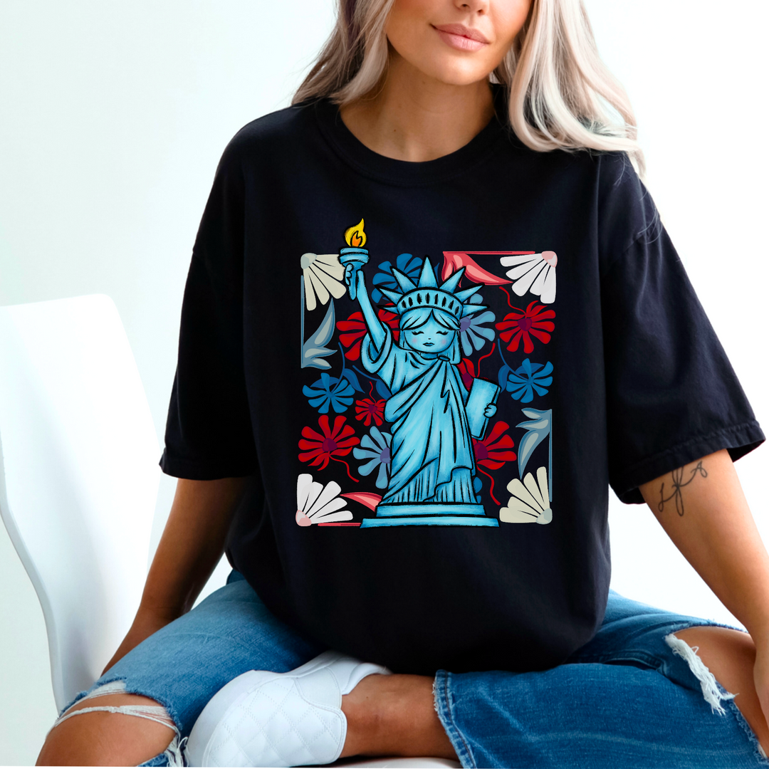 Lady Liberty Patriotic Florals DTF Print