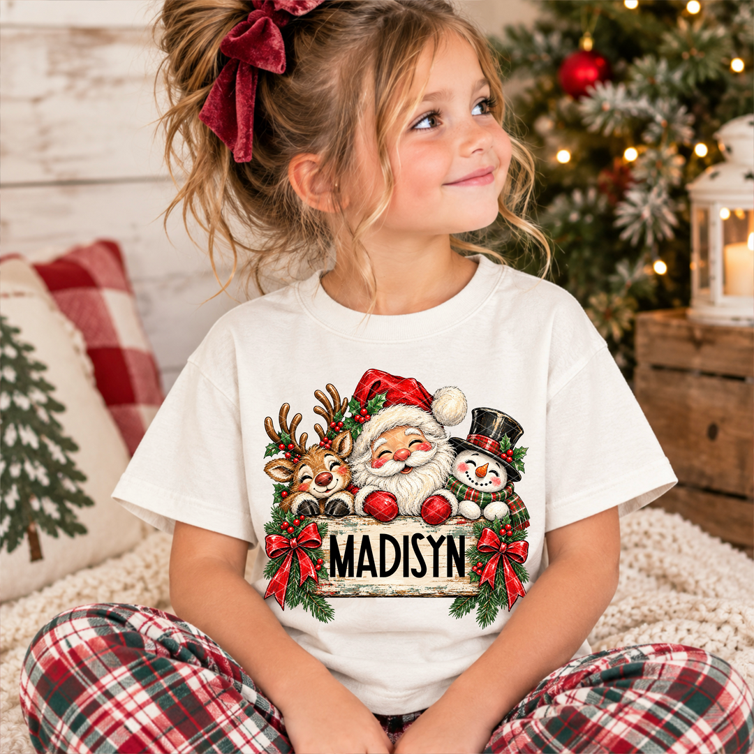 Santa And Friends Name Plate Custom DTF Print