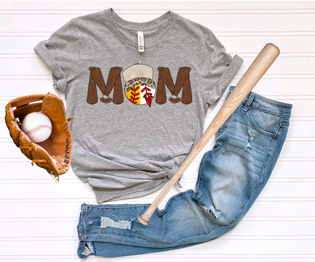 Split Softball Baseball Mom Leopard DTF Print