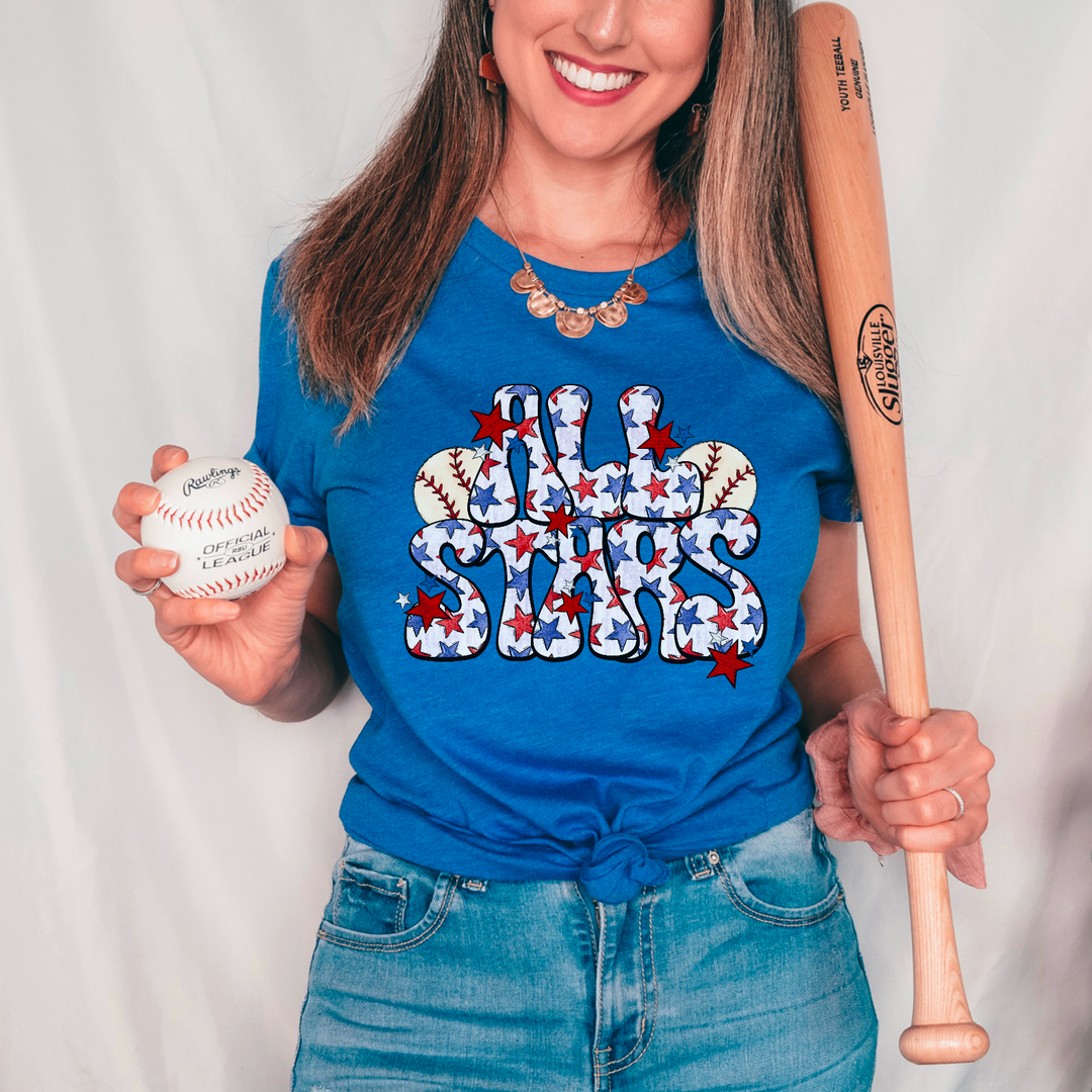 All Stars Baseball Red and Blue Stars DTF Print