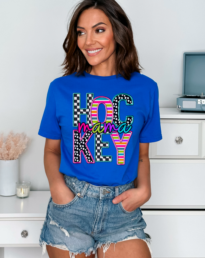 Bright Stacked Sports Mama Faux Embroidery DTF Print