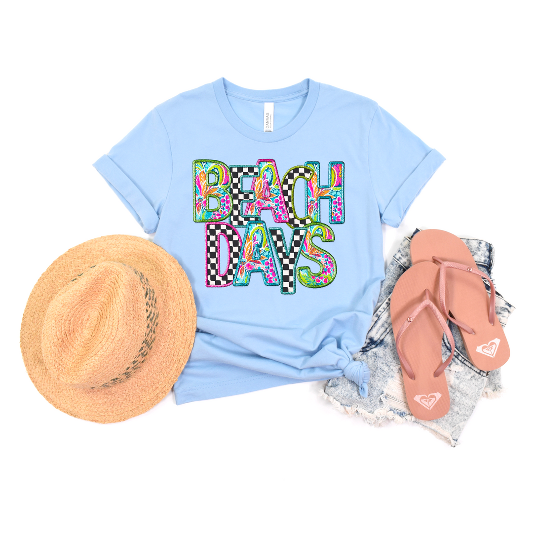 Beach Days Faux Embroidery DTF Print