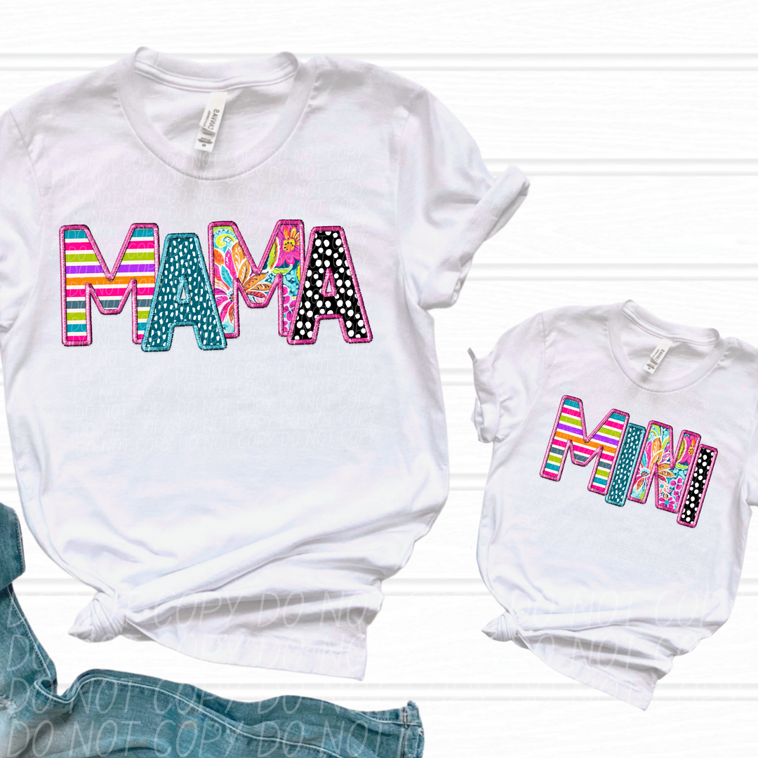 Bright Faux Embroidery Mama Mini Set DTF Print