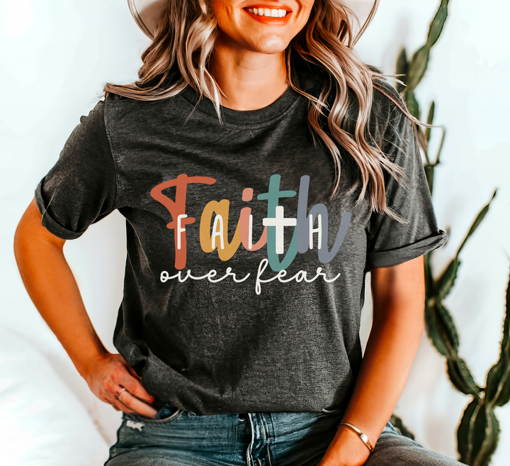 Faith Over Fear Brush Strokes DTF Print