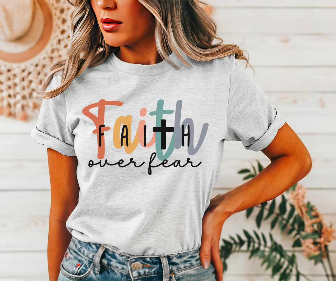 Faith Over Fear Brush Strokes DTF Print