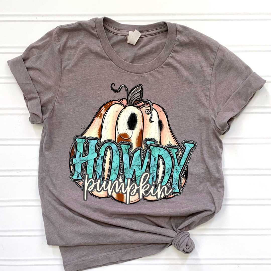 Howdy Pumpkin Turquoise DTF Print