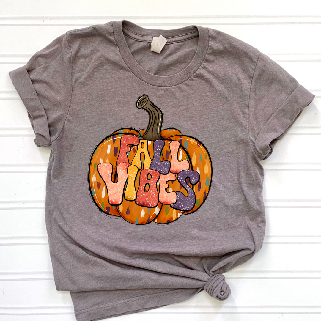 Retro Fall Vibes Orange Pumpkin DTF Print