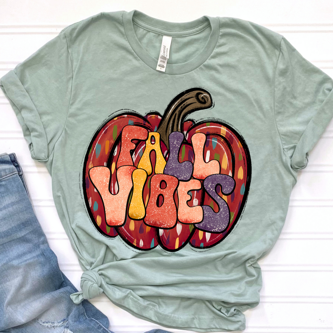 Retro Fall Vibes Pumpkin DTF Print