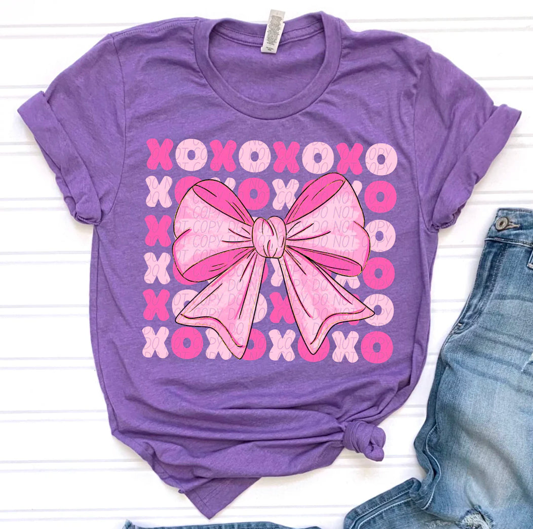 XOXO Coquette Bow Heather Lapis Printed Tee