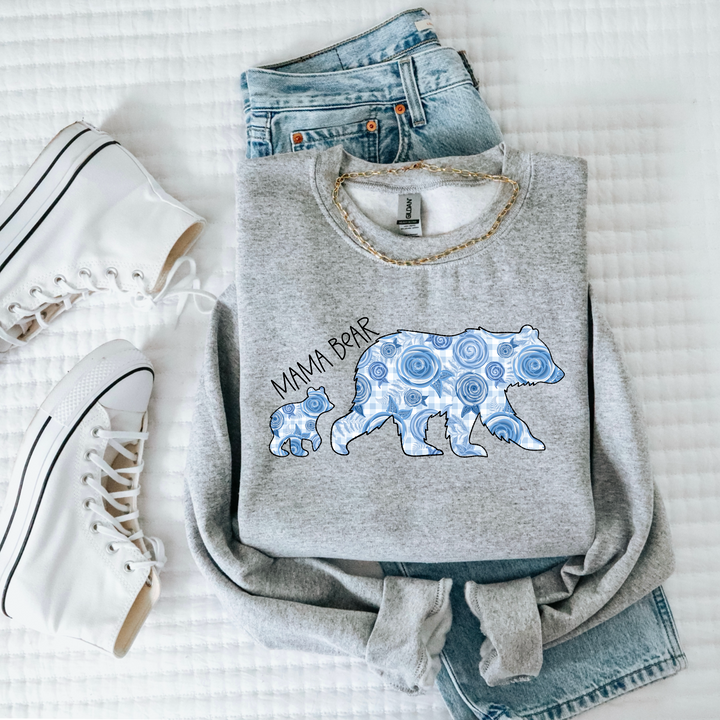 Mama Bear Blue Floral DTF Print