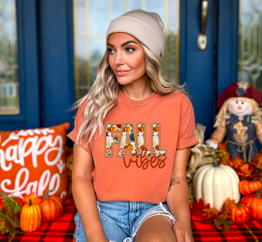 Fall Vibes Faux Embroidery DTF Print