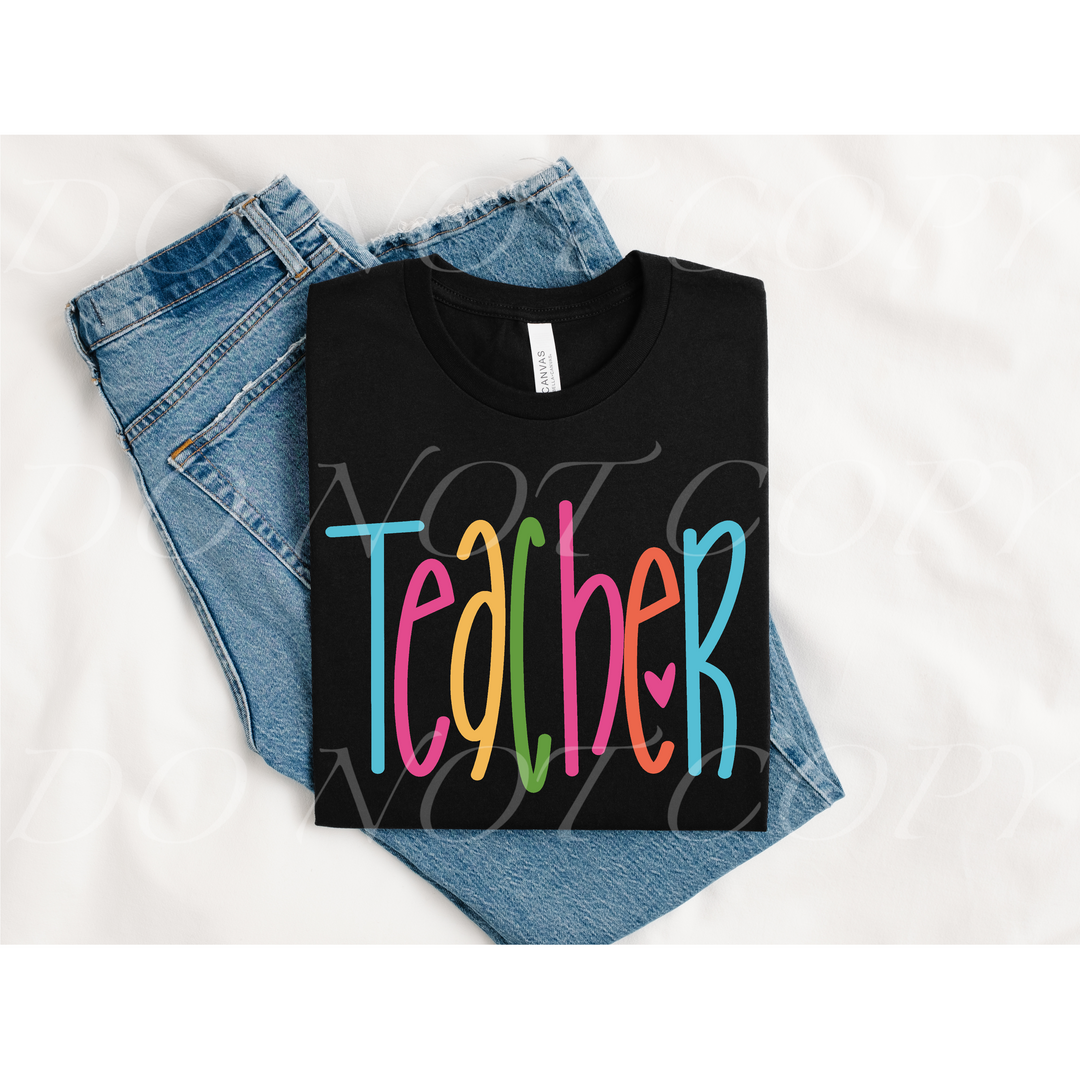 Teacher Bright Lettering DTF Print