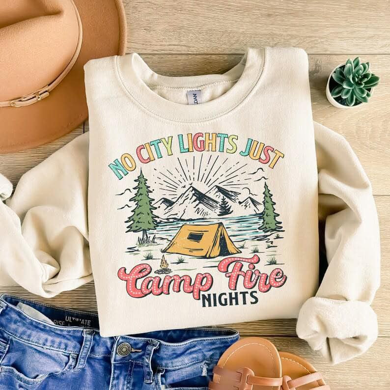 Camp Fire Lights SAND Sweatshirt