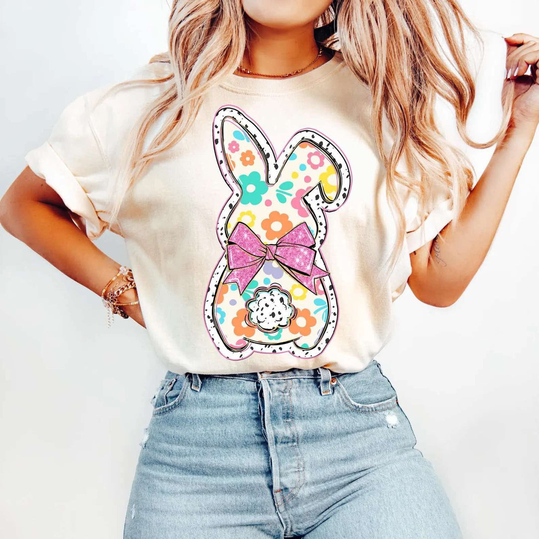 Groovy Floral Bunny DTF Print