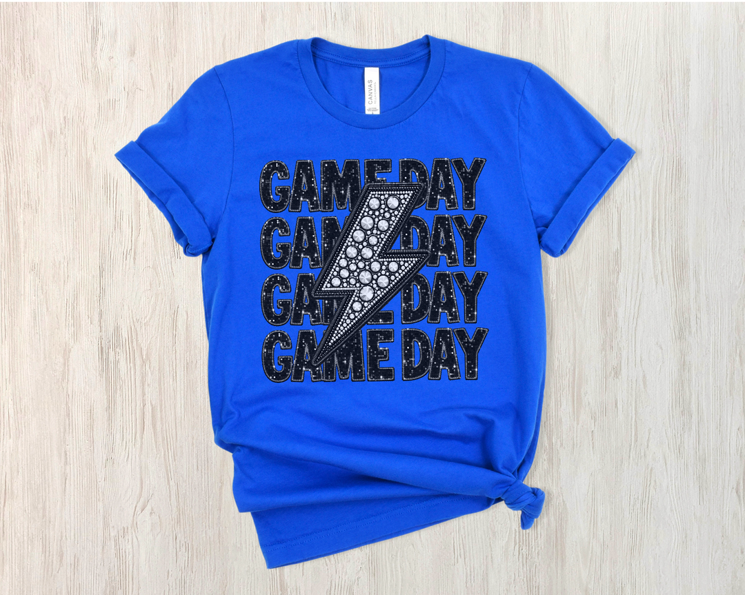 Stacked Faux Glitter Game Day DTF Print