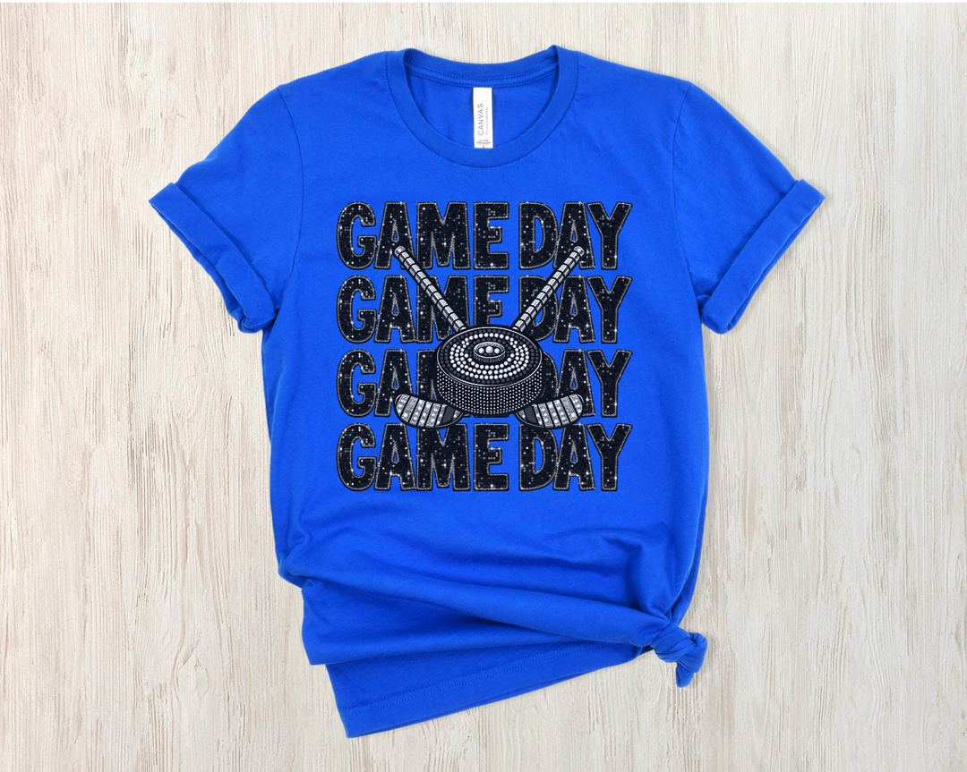 Stacked Faux Glitter Game Day DTF Print