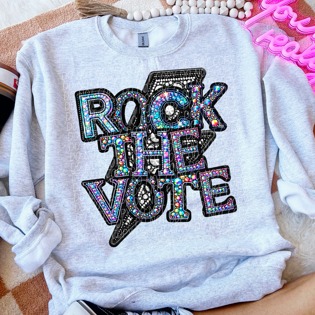 Faux Bling Rock The Vote DTF Print