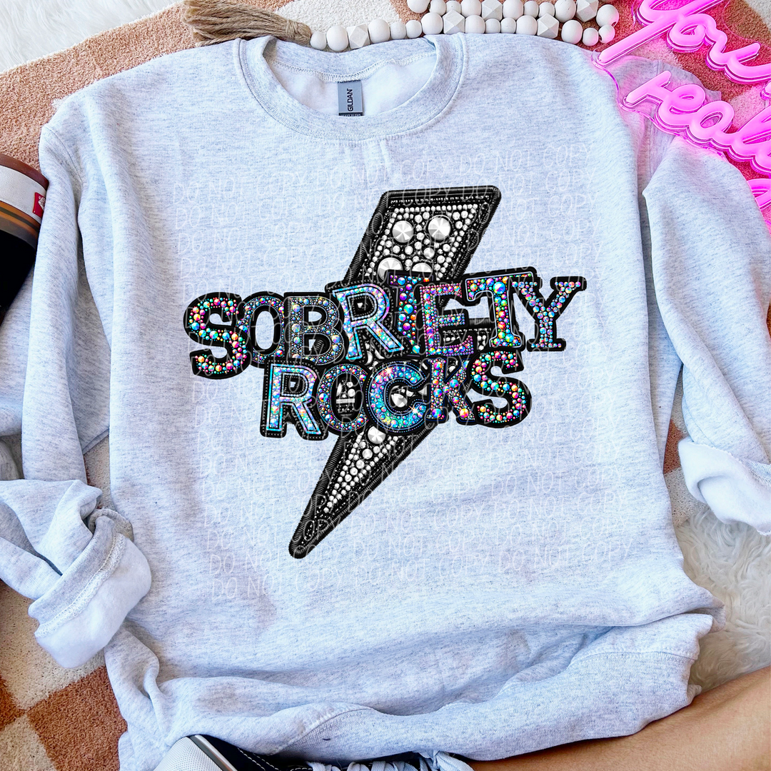 Faux Bling Sobriety Rocks DTF Print