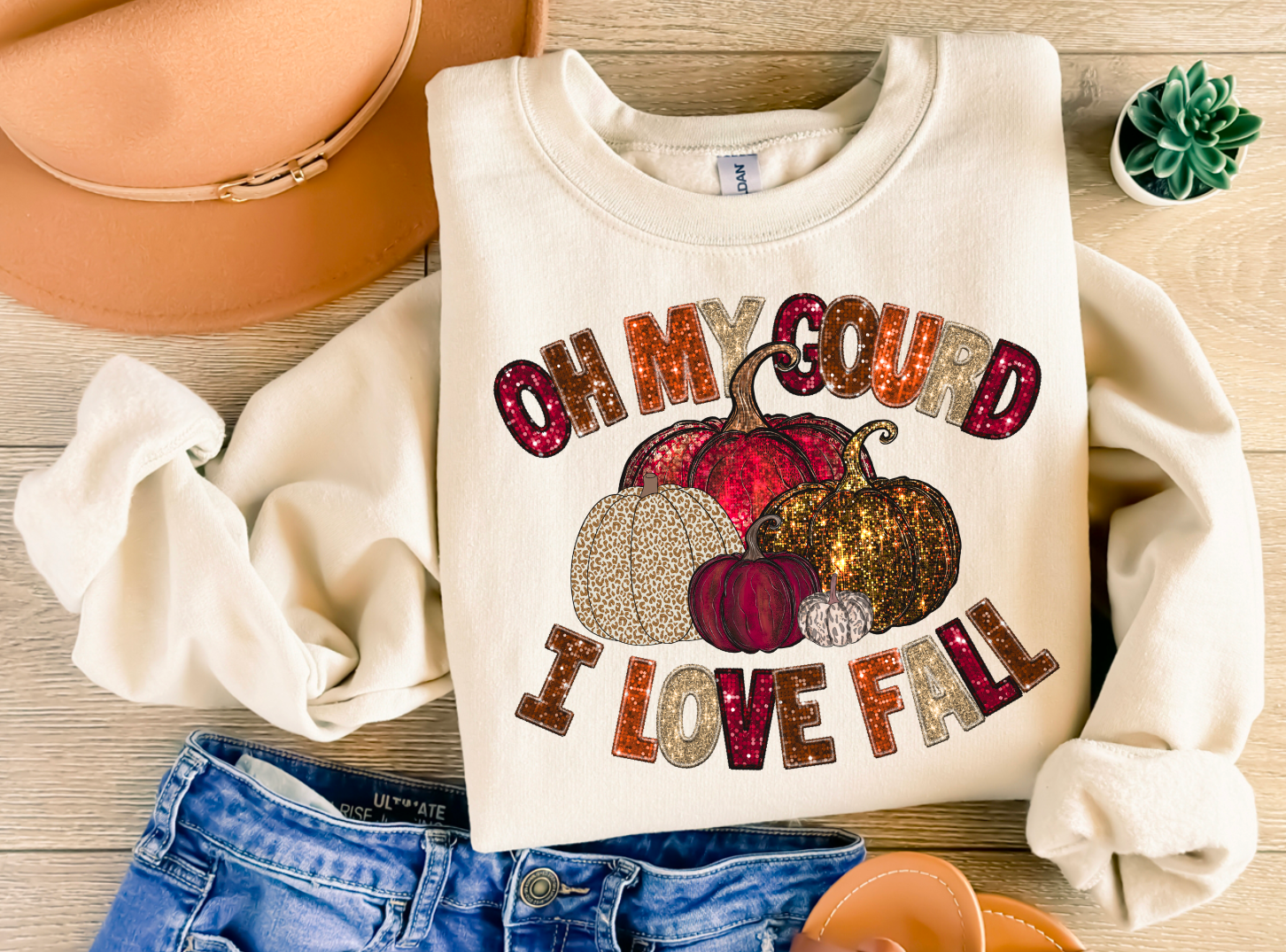 Oh my Gourd I love Fall Leopard DTF Print