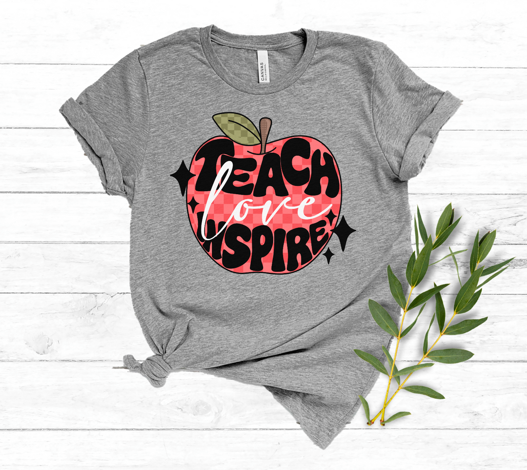 Teach Love Inspire Red Apple DTF Print